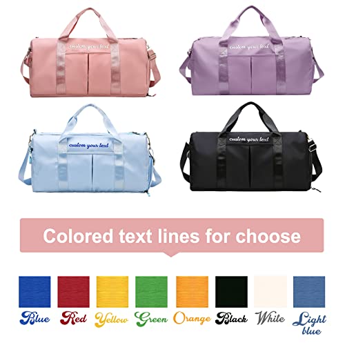 YAEILOV Personalized Black Duffel Bag - Sports Gym Travel Bag with Wet Dry Pockets & Shoe Compartment - 19.68 x 11.4 x 9.05 inches