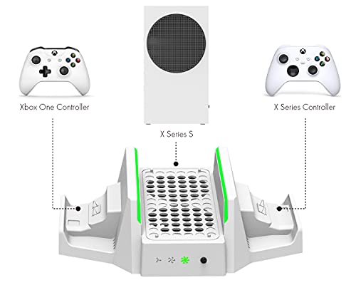 Elecgear Vertical Cooling And Charging Stand For Xbox Series S, 2X Rechargeable Battery And Dual Charger Dock For Xbox Controller, Cooling Fan With Led Lights And Usb Port For Gaming Accrssories #TOP2