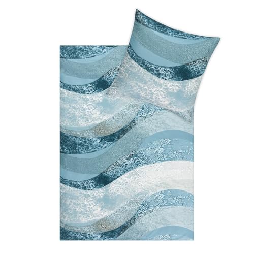 Estella Mako Interlock Jersey Bettwäsche Rio Cyan 1 Bettbezug 135 x 200 cm + 1 Kissenbezug 80 x 80 cm