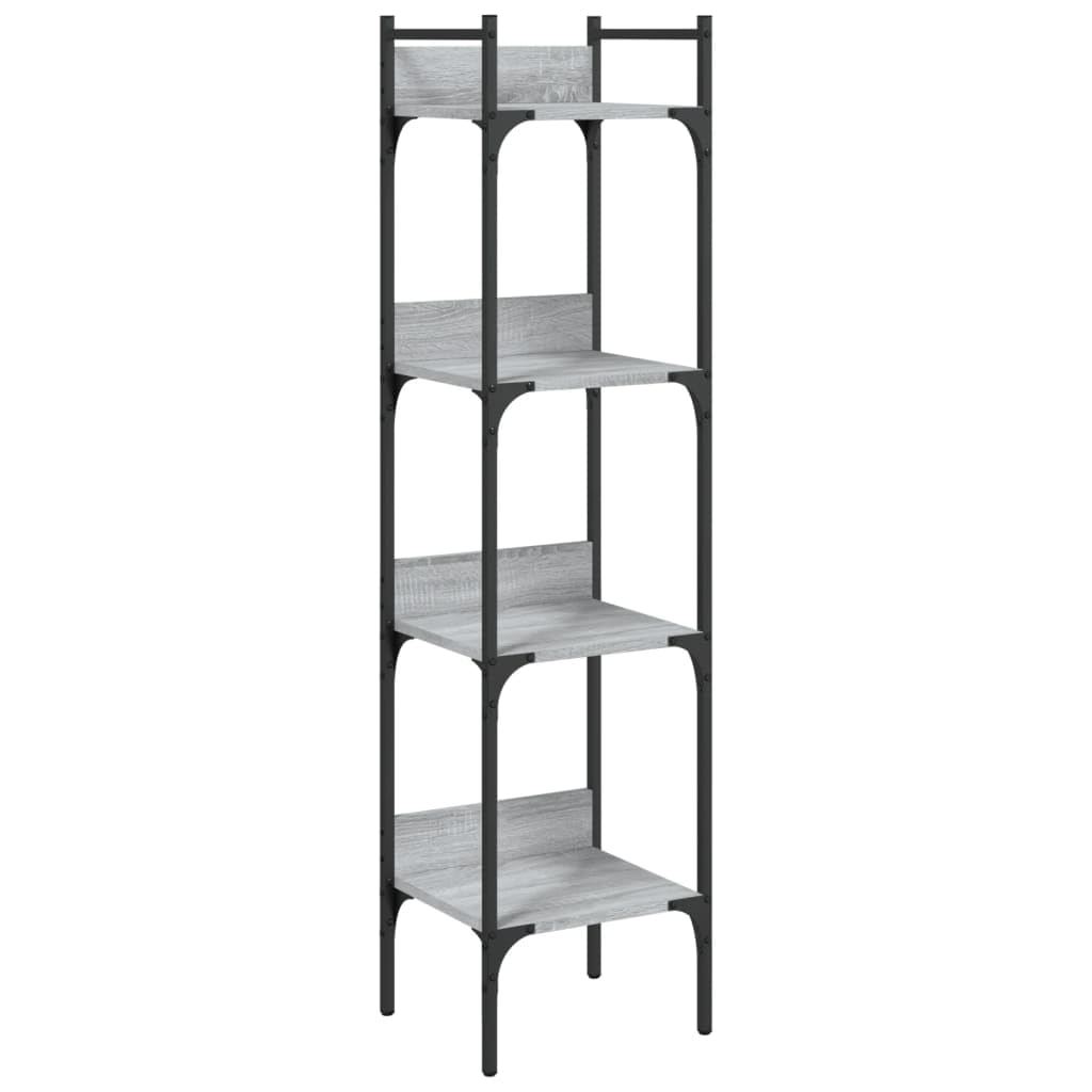Libreria a 4 Ripiani Grigio Sonoma 35x30x138,5 cm | Scaffale verticale salvaspazio con 4 ripiani a giorno per soggiorno e studio. Struttura stabile in legno e acciaio.