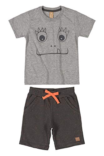 Conjunto Infantil Camiseta Meia Malha e Bermuda Moletom, Up Baby, Meninos, Mescla Cinza Medio, 06