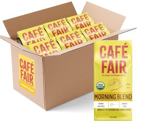 Café Fair Morning Blend | Organic Fair Trade Certified Coffee | Ground | Light Roast | 10 oz | PACK OF 6