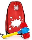 Squeaky Hammer Toy for Kids, 14” Long with Soft Plastic Mallet, Fun Birthday Party Favor for Carnival, Circus, and Whack a Mole Games, Interactive Pounding Action, Red Carry Bag