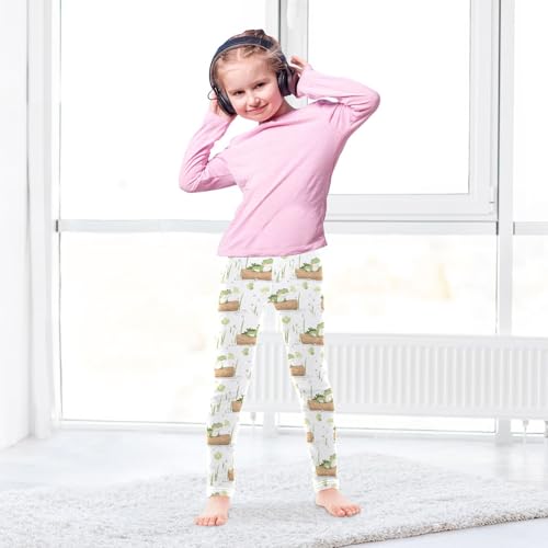 Cute Crocodile Wood Girls Leggings Soft Stretch Workout Yoga Dance Pants for Kids Casual Tights4