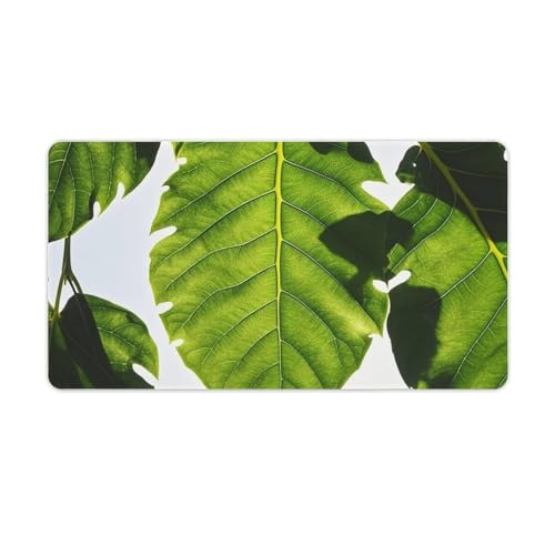 Tapis de souris de jeu XXL motif feuilles vertes grand tapis de bureau 75x40cm