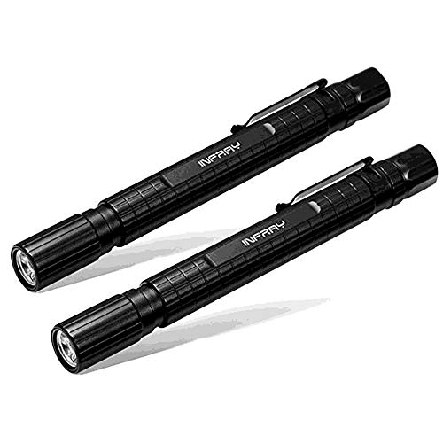 INFRAY LED Pen Light Flashlight (2PACK), Zoomable, Small EDC 220 Lumens Penlight