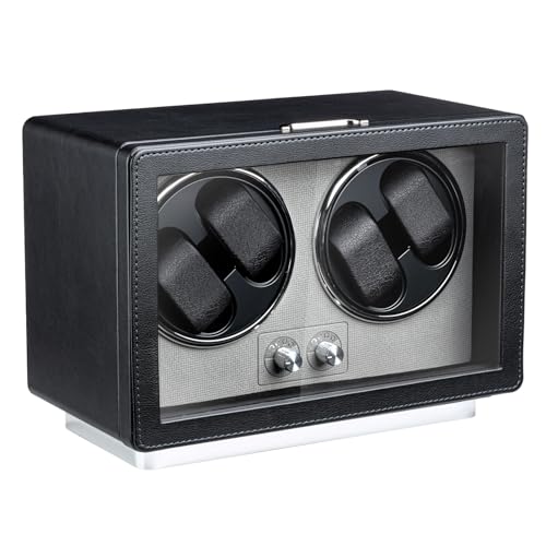 Mcbazel Automatic Watch Winder with 4 Watch Winder,Automatic Watch Display Storage Rotation Wristwatch Box with 4 Slots-Black
