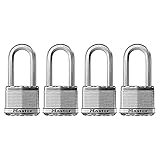 Master Lock M5XQLH Magnum Heavy Duty Outdoor Padlock with Key, 4 Pack Keyed-Alike