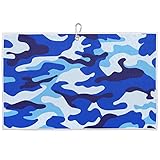 cfpolar Camo Golf Towel 15 x 24 in, Blue Camo Golf Towels Golf Gifts for Men, Quick Dry Lightweight