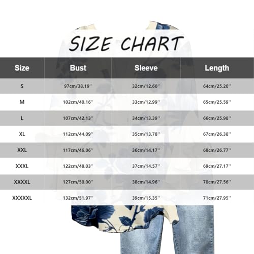 Womens 3/4 Sleeve Shirts Vintage Boho Floral Print Tops Ladies Loose Fit Lightweight V Neck Button Down Blouses3