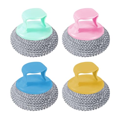 Éponge à Récurer Vaisselle | Brosse de Cuisine pour Casseroles,4 Pièces Brosse À Récurer Manche Court avec Outils Détachants pour Ustensiles De Cuisine