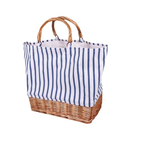 Paquet à main fourre-tout en coton lin bleu SUPVOX lavable pour sorties