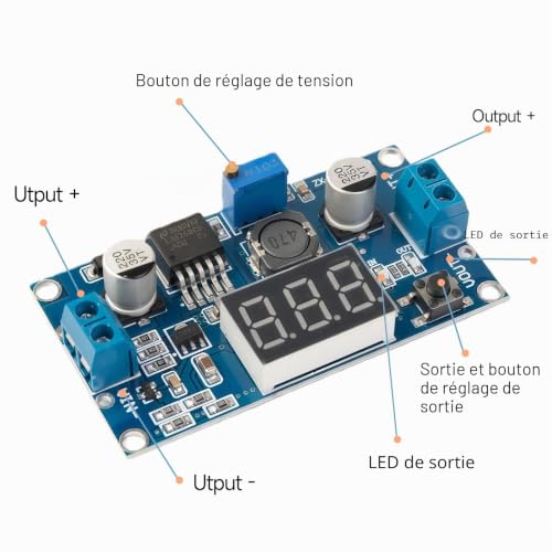 Arvoni 2 pièces DC-DC Buck Convertisseur de Tension Module, 36V/24V/12V à 5V 3A Buck Modul, Module d'alimentation, Transformateur Régulateur de Tension avec Affichage LED – vue 3