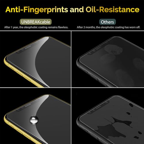 Image of UNBREAKcable 2-Pack Screen Protector for iPhone 11 /XR Tempered Glass | Military Grade Shatterproof, 9H+ Hardness, 99.99% HD Clear, Bubble-Free, Easy Installation Frame, for iPhone 11 /XR