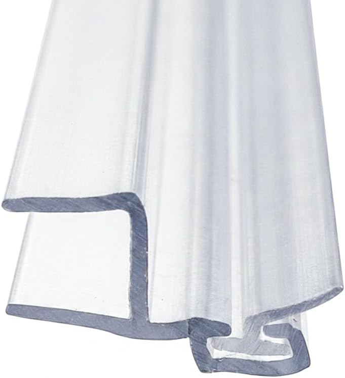 KC Hardware Strike/Door Jamb Water Seal- 95 inch Length (180 Degree) for 1/2 Inch (10-12mm) Thick Glass, Water Guard that Prevents leaks, Ultra Clear (Pack of 2)