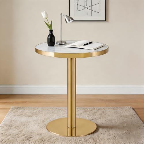 Table d'appoint ronde anti-rayures avec plateau effet marbre - 5