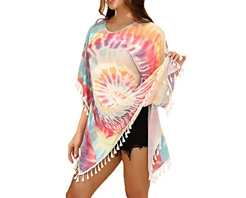 LEOWISE Women's Tie Dye Swimsuit Cover Ups Bikini Beach Bathing Suit Coverups