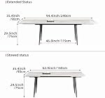 Extendable Dining Table for 6-10,Sintered Stone Kitchen Table | 62.9-94.4" Adjustable Length,Heat & Scratch Resistant Tabletop,Smooth Pull-Out Mechanism, for Patio,Dining room-Stylish White
