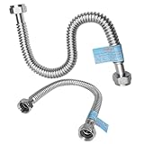 PevePexe 2 PACK, Water Heater Hose 1'FIP x 1' FIP, 18' Length Stainless Steel Flexible Corrugated Water Heater Connector,1 Inch SS304 Flex Pipe Hose For Water Softener(0.7'ID)