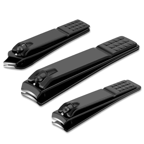 Nail Clippers Set, Ultra Sharp Sturdy Fingernail Toenail Clipper Nail Cutters set for men women adult nail cutter set for Thick Toenails & Nails (BLACK Set of 3 without Box)