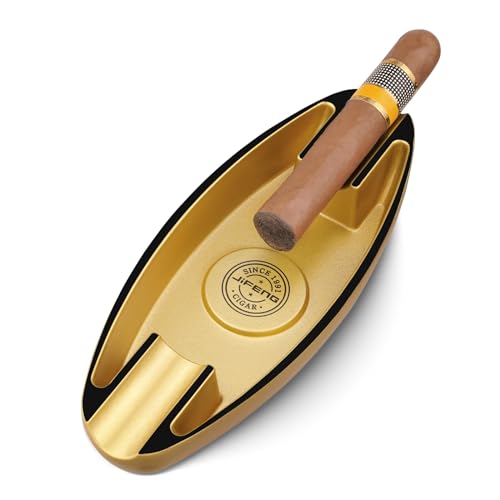 Cigar Ashtray for Men, 2 Cigar Holder Portable Travel Ashtray Unique Large Basin for Outdoor Patio Indoor Home and Office Use, Cool Cigar Gift