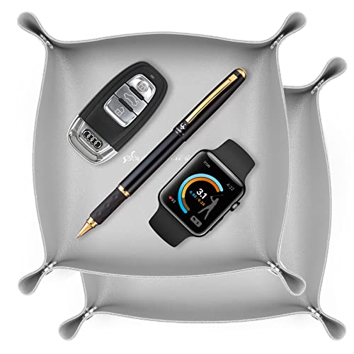 AIBAOBAO Bandeja de Cuero 2 Unidades,Vaciabolsillos, Organizador de bandejas de de PU Cuero Práctica Caja de Almacenamiento para Carteras, Relojes, Llaves, Monedas, Teléfonos Celulares y Oficina