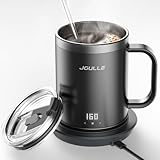 Coffee Mug Warmer Set for Desk, Electric Coffee Cup Warmer with Temperature Control & Self-Heating for Coffee, Beverage, Milk, Tea, LED Temp and Battery Level Display, 14oz (Cup Included)