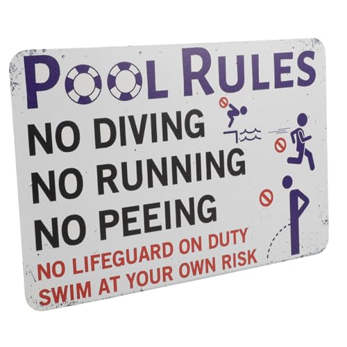 LIFKOME プールルールメタルサイン 屋外用耐水 アイアン製プール警告標識 注意喚起 装飾を兼ね備えた