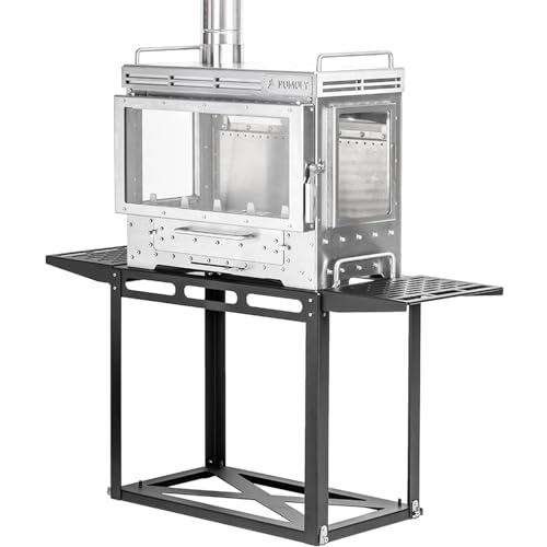 POMOLY Camping Tent Stove Wood Stove, Dweller Ultra 3 Stainless Steel Wood Burning Stove and Storage Base for Cooking, Heating (with 3 Glasses)