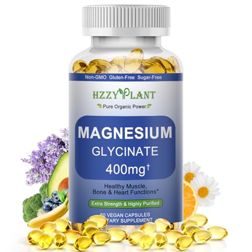 Magnesium Glycinate Softgels, High Absorption Magnesium Glycinate 400mg Supplement for