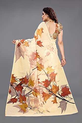Image of MIRCHI FASHION Women Saree Organza Printed | Traditional Semi-Transparent Festive Sari with Unstitched Blouse Piece