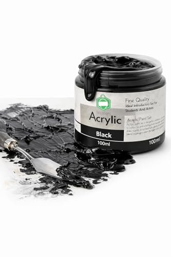 Image of Acrylic paint 100ml for artist & craft Painting colour smooth Finish Art paint Perfect for Canvas Wood (Black)