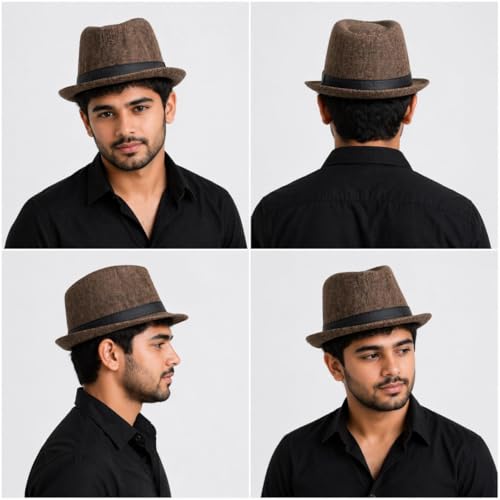 Image of BookMyCostume Brown Western Cowboy & Ballroom Style Hat | Fancy Dress Accessory for Dance, Stage Shows & Theme Parties For Adults
