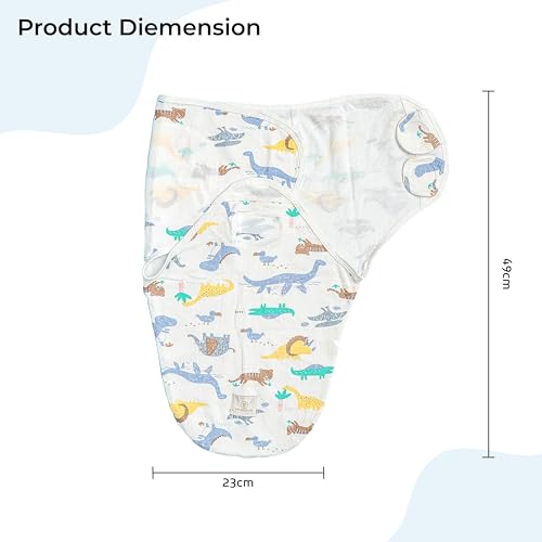 Image of BEMBIKA Newborn Baby Essentials Dress Set Clothing Combo With Swaddle Wrap, Mittens, Cap And Booties- (Animal Print - Set Of 4)
