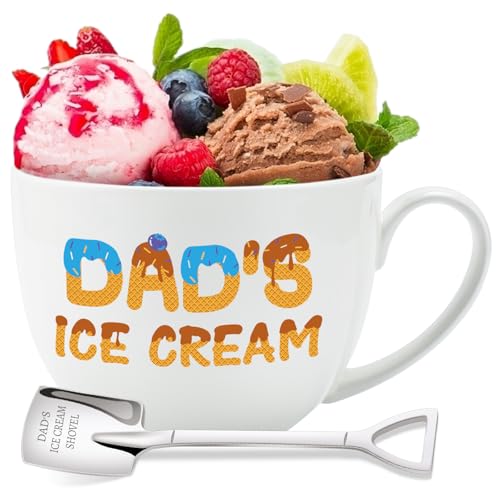 Aremdys Dad Christmas Gifts from Daughter Son Wife Personalized Gifts, Birthday Gift for Daddy, Gift for Dad's Fathers Day Anniversary, to My Dad's Present 24oz Ice Cream Bowl with Shovel Present Set