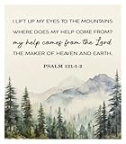 Psalms 121 Wall Art, I Lift Up My Eyes Bible Verse Canvas, Inspirational Gift for Hikers, Campers, Nature Lovers & Christian Home(Framed,08x12inch(20x30cm))