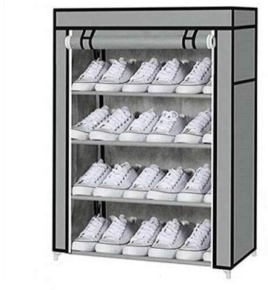 G-KAMP JAPAN® Multipurpose Portable Folding Shoe Racks for Home Organizers with Water-Resistant Metal Collapsible Shoe Stand (Grey, 4 Shelf)