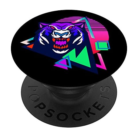 Vaporwave Aesthetic Tiger Art Synthwave 80s 90s Accessory PopSockets Grip and Stand Cover