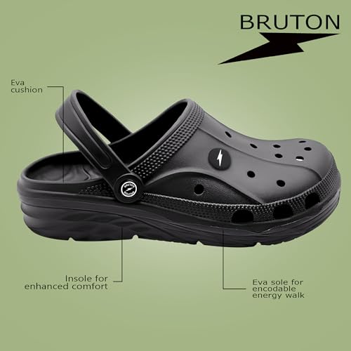 Image of BRUTON Premium Classic Casual Clogs /Sandals with Adjustable Back Strap for Adults | Comfortable & Light Weight | Stylish & Anti-Skid | Waterproof & Daily Mules for Gents /Boys