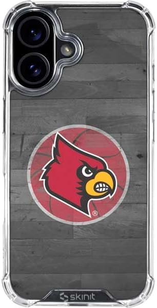 Skinit Clear Phone Case Compatible with iPhone 16 - Officially Licensed University of Louisville Red Background Design