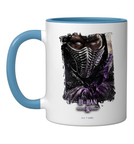 Mortal Kombat 2 Bi-Han Portrait Ceramic Mug, Blue/White