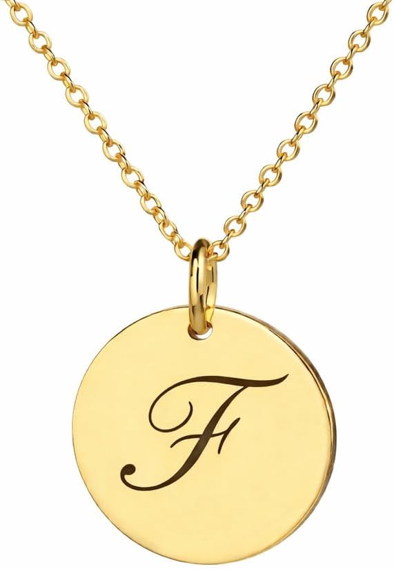 JEWEE DIAMOND 14K Solid Custom Engrave Disc Necklace