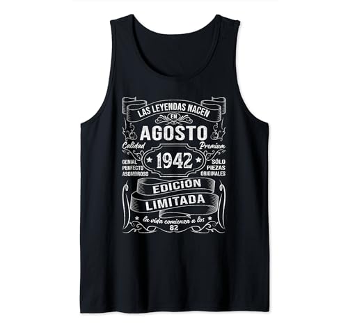 Las Leyendas Nacen En Agosto 1942 Regalo 82 Años Cumpleaños Camiseta sin Mangas
