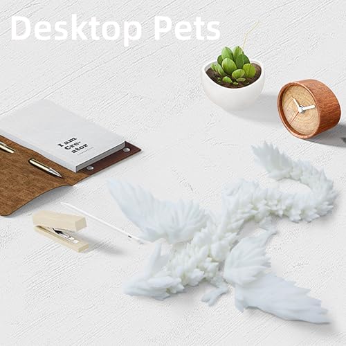 Image of 3D Printed Dragon with Wings - Glow Orange, 18 inch Flying Dragon, XL Articulated Winged Crystal Fidget Toy, Home Decor, Birthday Gift, Desk Pet