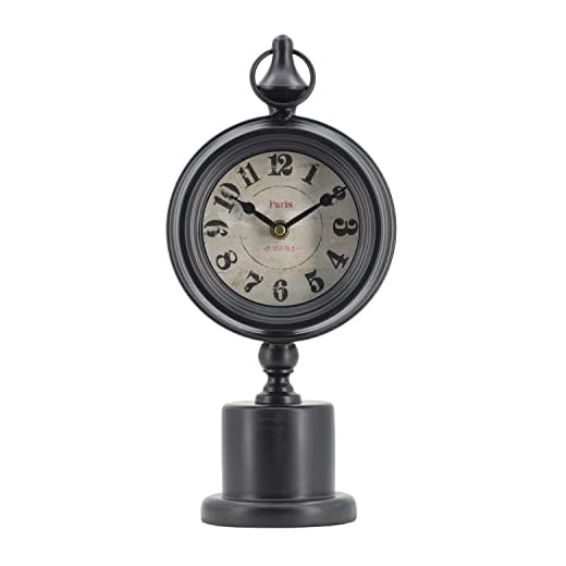 A&B Home Round Table Clock on Pedestal - Black, Antique White Finish