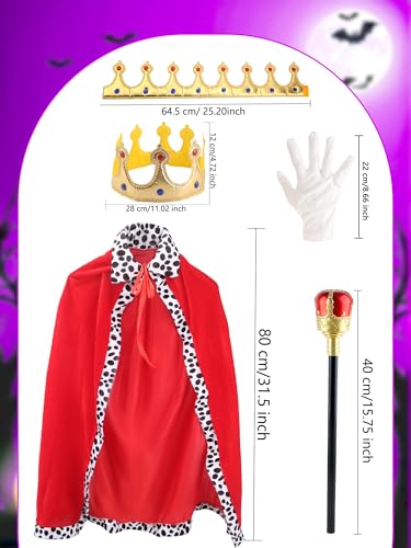 Disfraz completo rey para niños con capa roja y accesorios miniatura 2