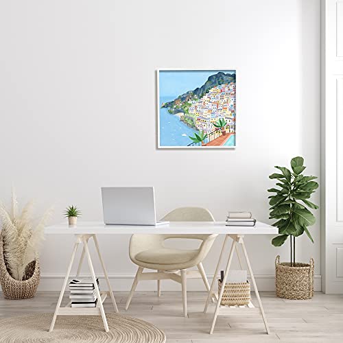 Image of 'Positano Cliffside Coastal City Architecture'| Framed Giclee Art | Stupell Industries | White, 24 x 24 Inches, Easy to Hang and Sturdy, Made in USA, by Carla Daly