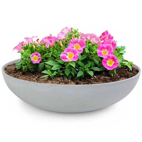 matches21 HOME & HOBBY Macetero para exterior en gris claro jaspeado, 45 x 13 cm, resistente a la intemperie