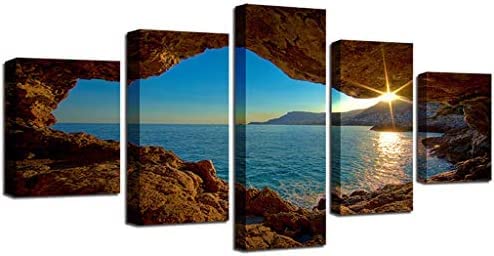 Peinture 5 panneaux modulaire grand format 150x80 cm pour salon et maison