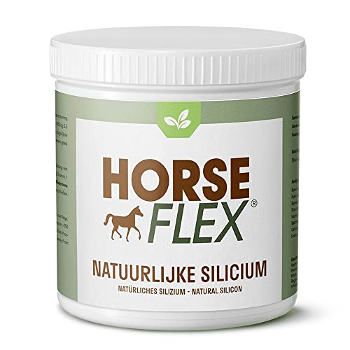 HORSE FLEX Polvo de silicio natural para caballos para apoyar huesos, cartílagos, tendones, pezuñas y piel - 500 gramos